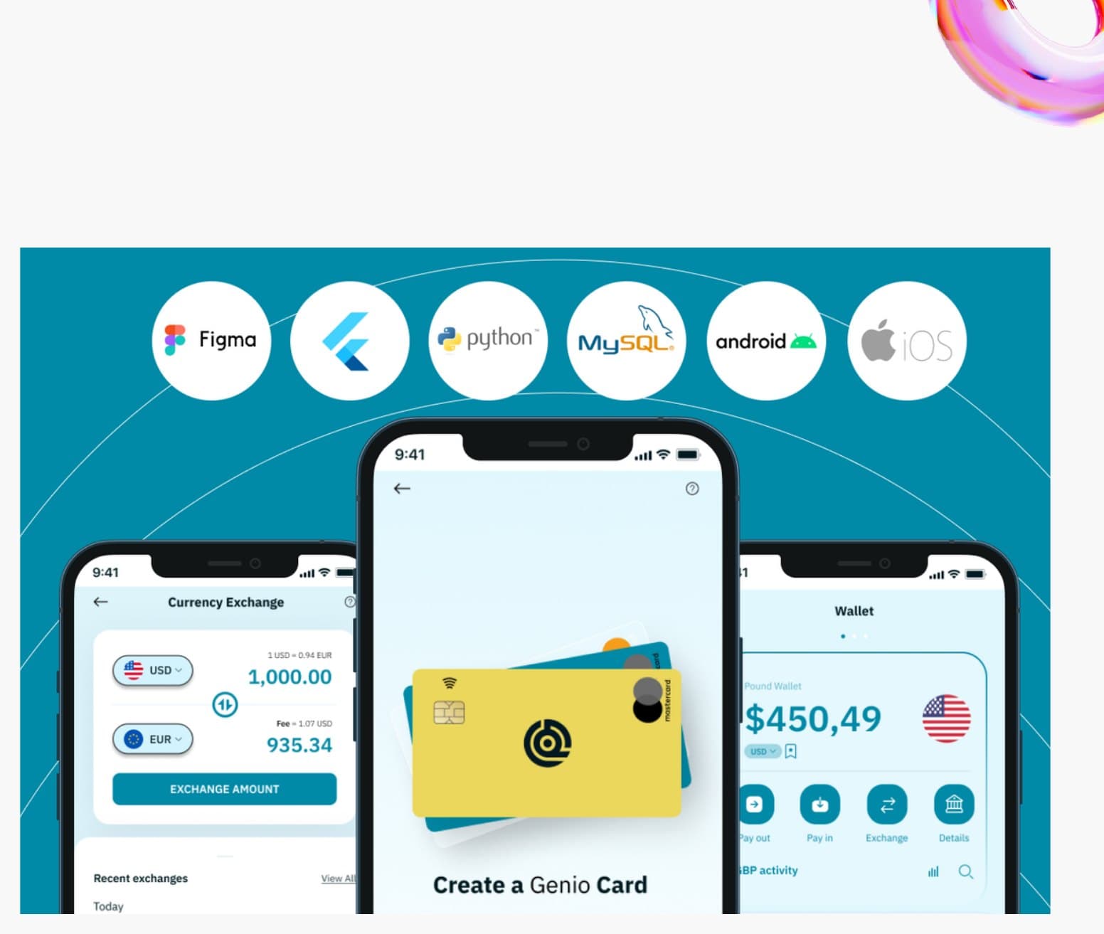 GenioPay app screens from the company profile