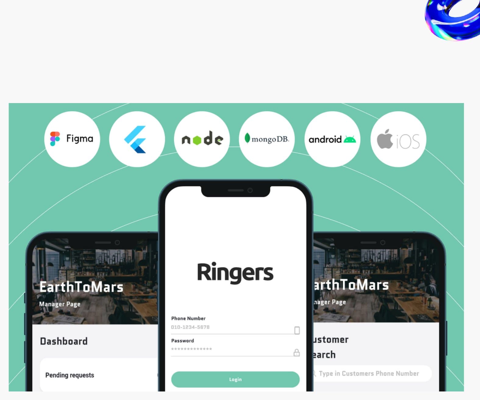 Ringers app screens from the company profile